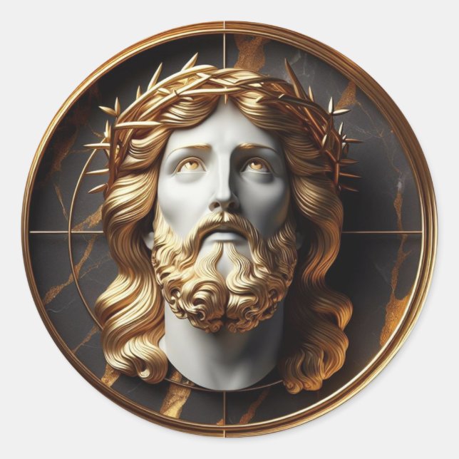 Jesus, der mit göttlicher Begegnung in den Himmel  Runder Aufkleber (Vorderseite)