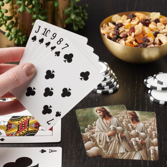 Jesus, der mit seinen Lämmern läuft Spielkarten (In Situ)
