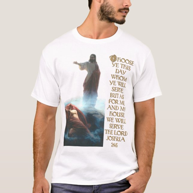 Jesus, der Satan und Joshua-24:15 besiegt T-Shirt (Vorderseite)