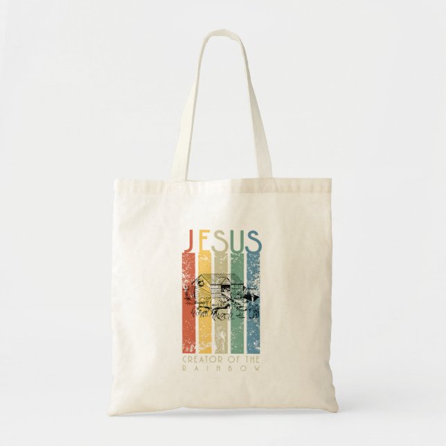 Jesus der Schöpfer des Regenbogens Tragetasche (Vorne)