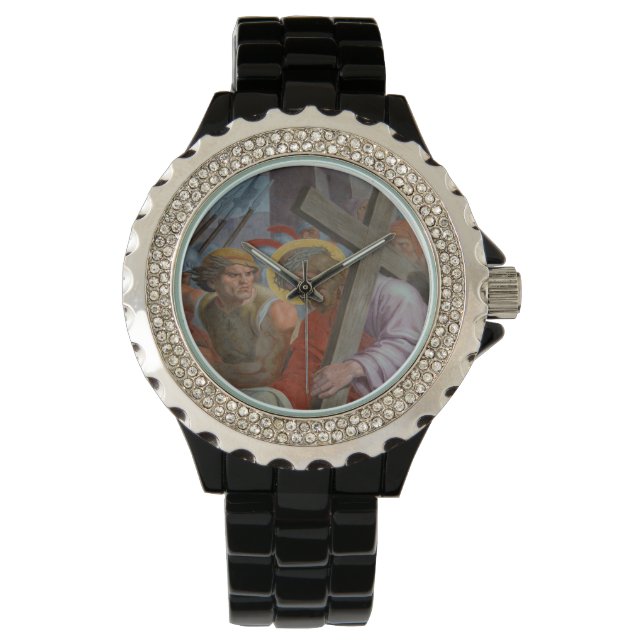 Jesus, der sein Kreuz trug Armbanduhr (Vorderseite)