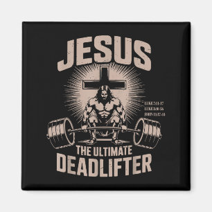 Jesus Der ultimative Deadlifter Muskel Kid Lustig  Magnet