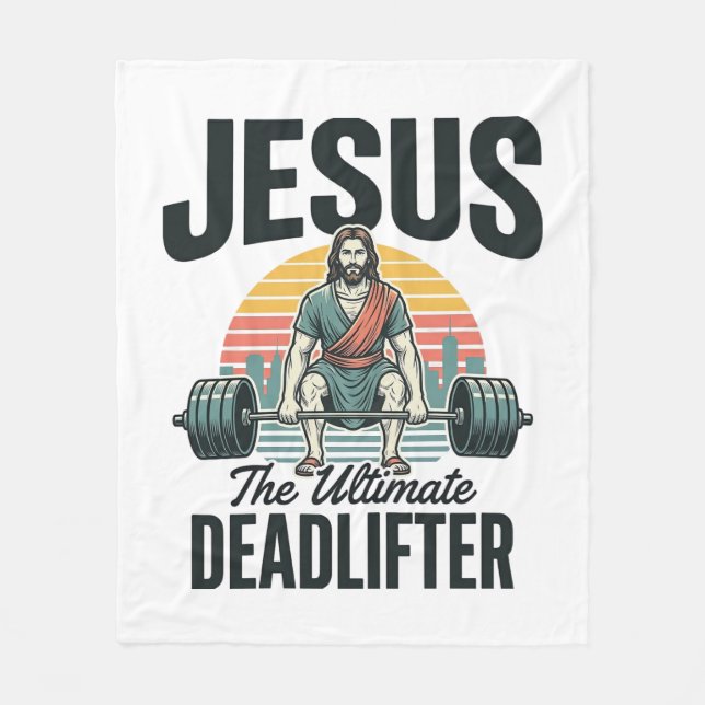 Jesus Der ultimative Deadlifter Vintage Fleecedecke (Vorderseite)