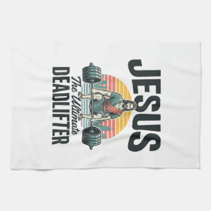 Jesus Der ultimative Deadlifter Vintage Geschirrtuch