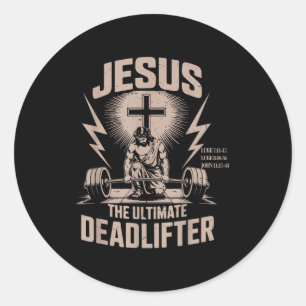 Jesus der ultimative Kraftsportler Lustiger christ Runder Aufkleber