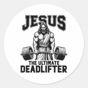Jesus der ultimative Kraftsportler Lustiger christ Runder Aufkleber