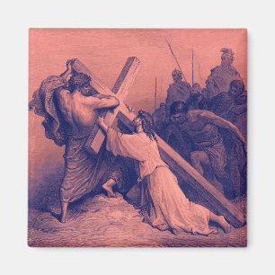 Jesus, der unter die Quer  Bibel fällt Magnet