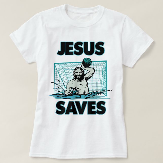 Jesus der Wasserpolo Goalie Rette für Christus in  T-Shirt (Design vorne)