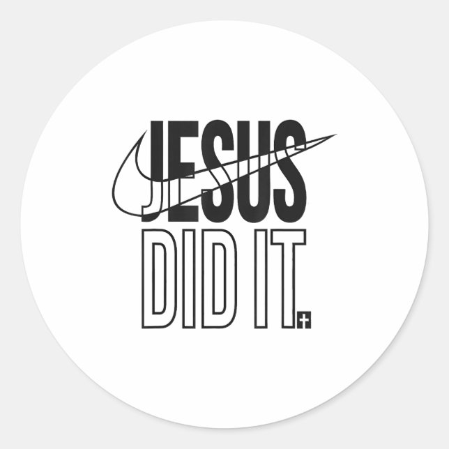Jesus Did It Religious Cross Christian  Runder Aufkleber (Vorderseite)