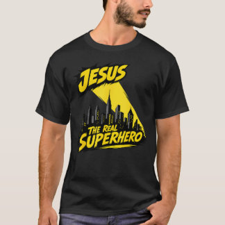 Jesus Die wahre Superheld-Stadtlandschaft T-Shirt