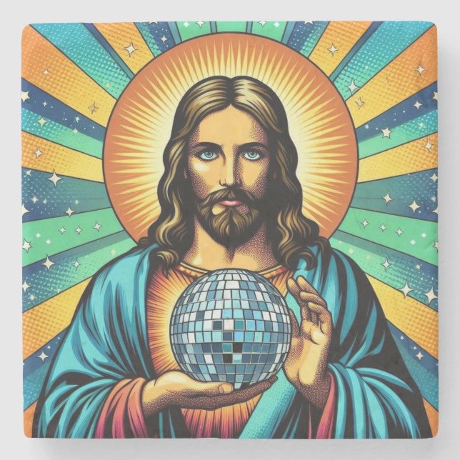 Jesus Disco Untersetzer! Steinuntersetzer (Vorderseite)