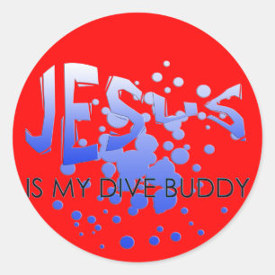 JESUS DIVE BUDDY RUNDER AUFKLEBER