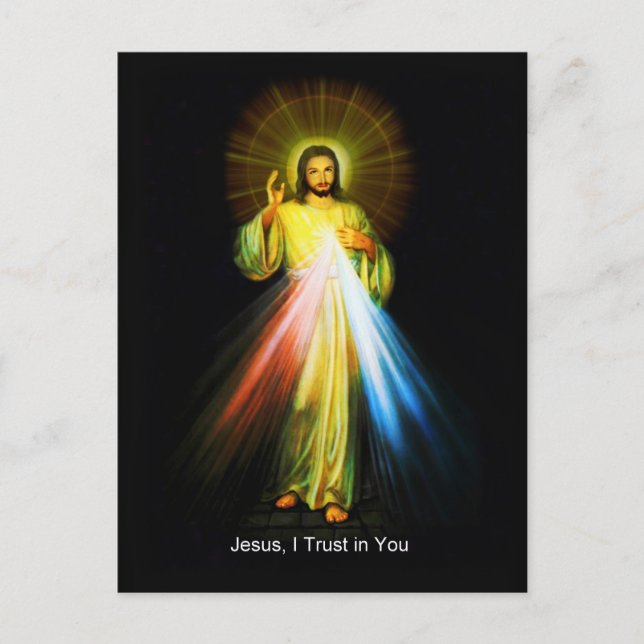 Jesus Divine Mercy Catholic Postcard Postkarte (Vorderseite)