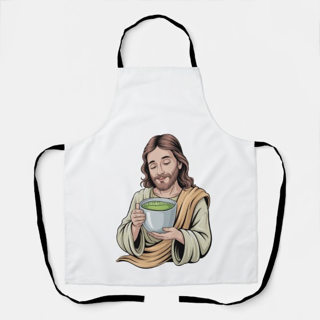 Jesus Drinken Matcha Drink Christlich Schürze (Vorderseite)
