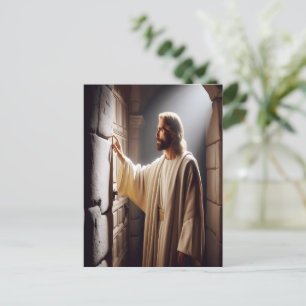 Jesus durch Tür bei Sonnenaufgang Postkarte
