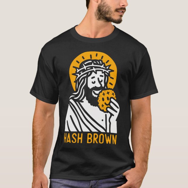 Jesus Eating Hash Browns - Funny Christlich Religi T-Shirt (Vorderseite)