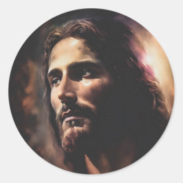 Jesus ein Moment des Glücks Runder Aufkleber