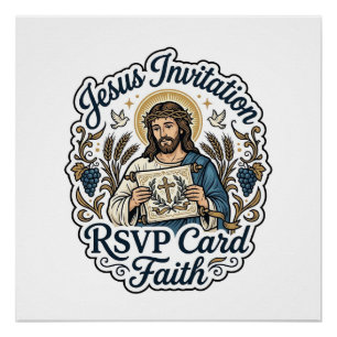 Jesus-Einladung RSVP-Karte Glaube Jesus-Einladung  Poster