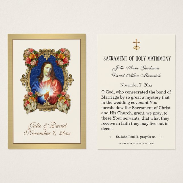 Jesus Elegant Gold Wedding Favor Card (Devant & derrière)