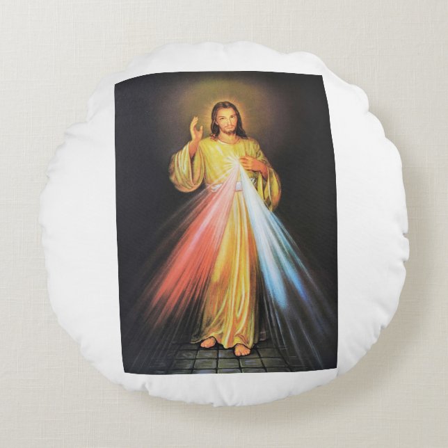 Jesus en ti confio rundes kissen (Vorderseite)