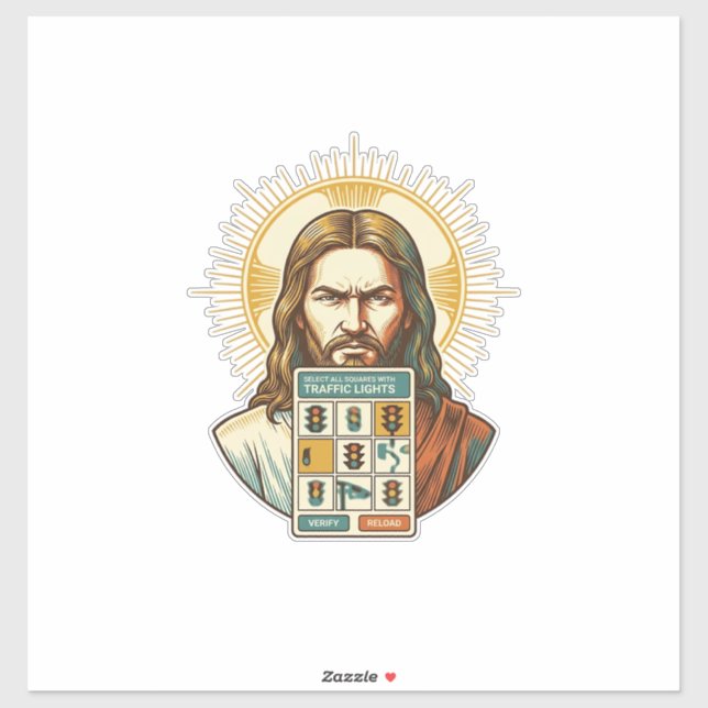 Jesus Endloses Captcha-Verifizierung Ampeln  Aufkleber (Blatt)