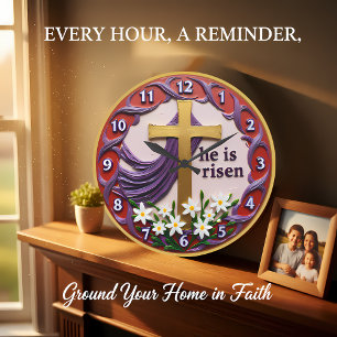 Jesus Er Ist Auferstanden Floral Große Wanduhr