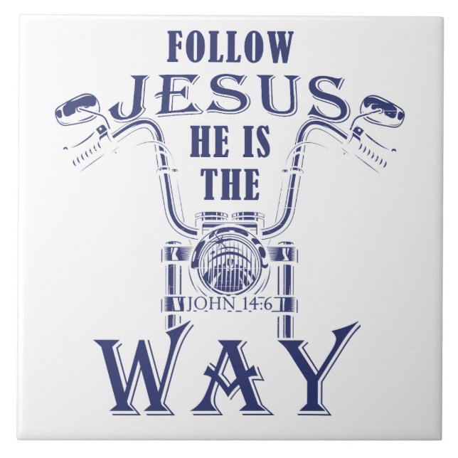 Jesus Er ist der Weg Christlich Motorrad Fliese (Vorderseite)
