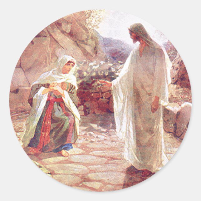 Jesus erscheint Maria Magdalene Runder Aufkleber (Vorderseite)