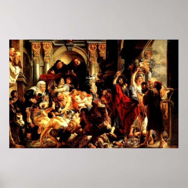 Jesus’ Erste Reinigung des Tempels (John 2:13) Poster (Vorne)
