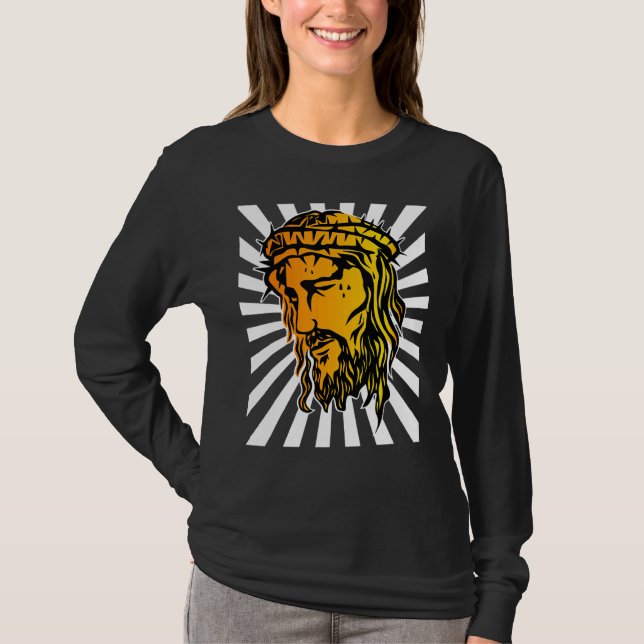 Jesus erweitertes Gesicht und Sonnenstrahl Art 1 T-Shirt (Vorderseite)