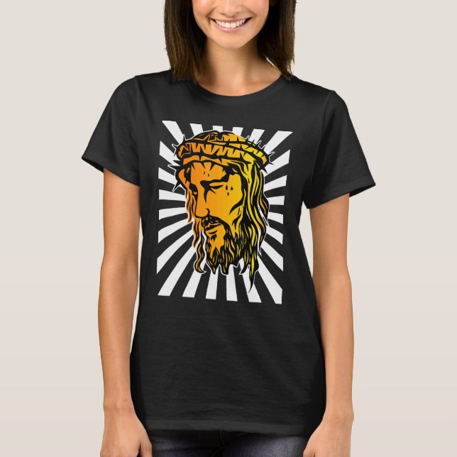 Jesus erweitertes Gesicht und Sonnenstrahl Art 1 T-Shirt (Vorderseite)
