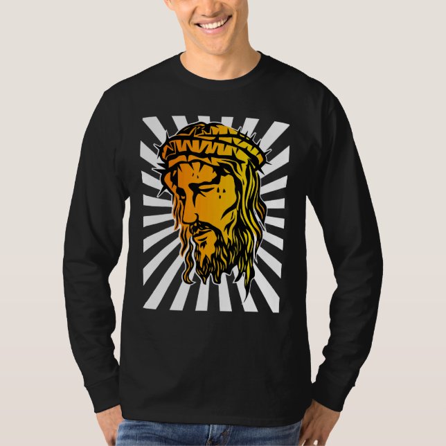 Jesus erweitertes Gesicht und Sonnenstrahl Art 1 T-Shirt (Vorderseite)