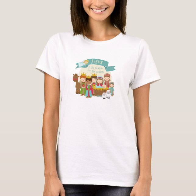"Jésus est la raison" Nativité T-shirt Noël (Devant)