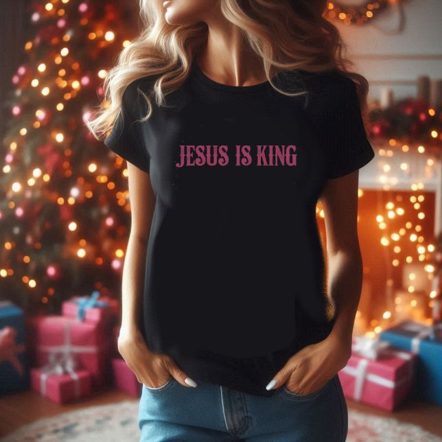 Jésus est le roi t-shirt rose et noir (Créateur téléchargé)