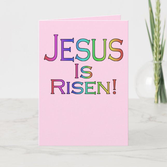 Jésus est levé ! (arc-en-ciel sur le rose) carte (Devant)