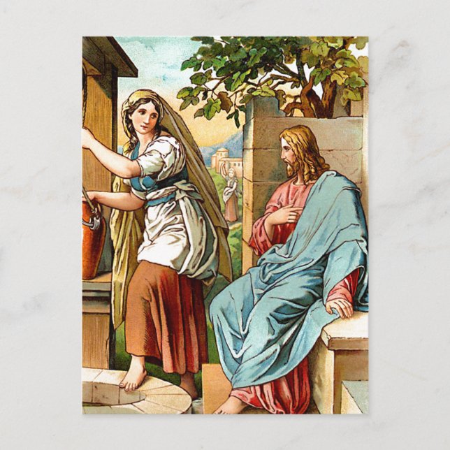 jésus et femmes à la carte postale du puits (Devant)