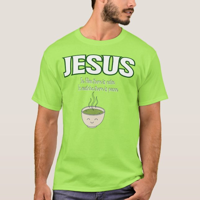 jésus et matcha, T-shirt vert matcha (Devant)