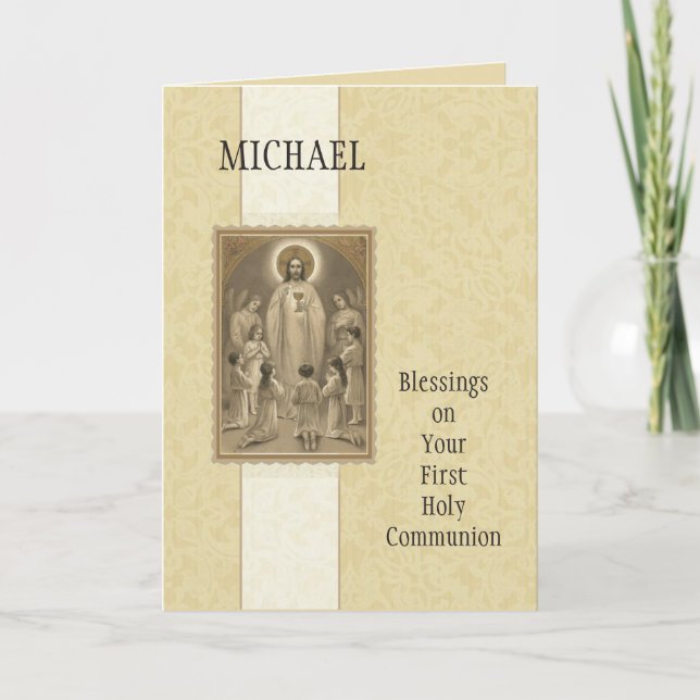 Jesus Eucharist Engel Erste Kommunionskarte Karte (Vorderseite)