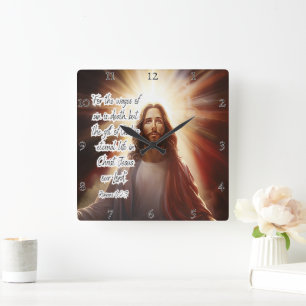 Jesus: Ewiges Leben, Gottes Geschenk Quadratische Wanduhr