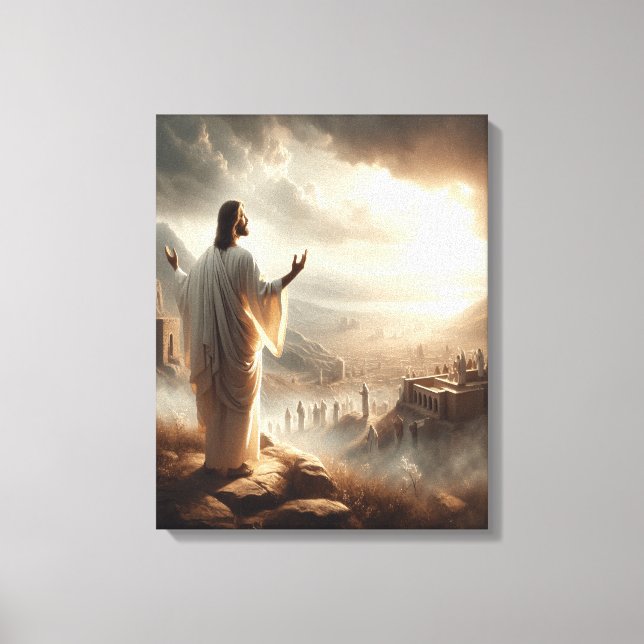 Jesus ewiges Licht strahlt Himmelstor Leinwanddruck (Vorderseite)