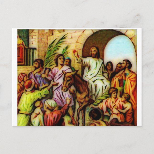 Jesus fährt den Esel nach Jerusalem Postkarte (Vorderseite)