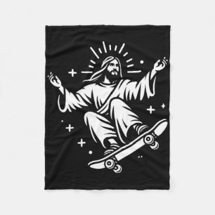 Jesus fährt Skateboard Lustiger christlicher Skate Fleecedecke