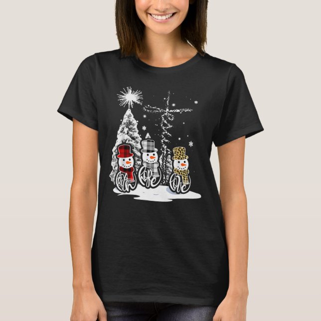 Jesus Faith Hope Liebe Snowman T-Shirt (Vorderseite)