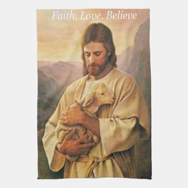 Jesus Faith, Liebe, Glaube, Küchenhandtuch Geschirrtuch (Vertikal)