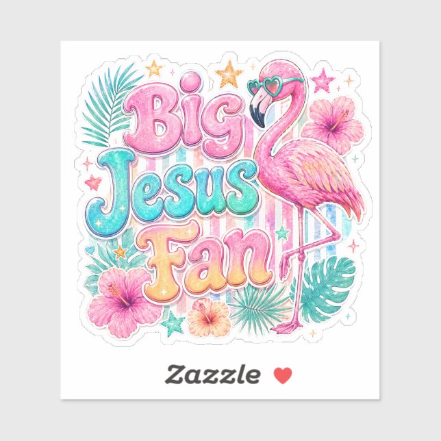 Jesus Fan mit Flamingo Aufkleber  (Blatt)