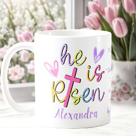 Jesus farbenfrohe KreuzOstern Er ist der Name des  Kaffeetasse