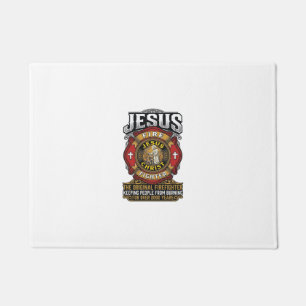 Jesus Feuerwehrmann Vintage Christlicher Glaube Sh Fußmatte