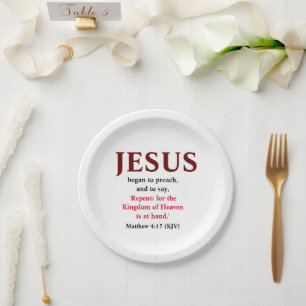Jesus fing an zu predigen. Matthew 4:17 Tiny Pappteller