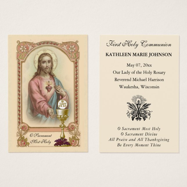 Jesus First Commune Katholische Gedenkkarte (Vorne & Hinten)