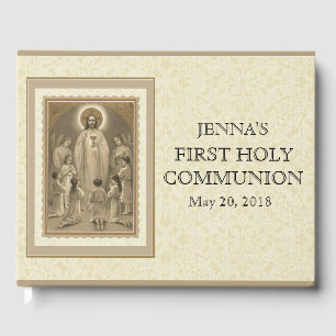 Jesus First Heilige Kommunion Angels Lace Gästebuch